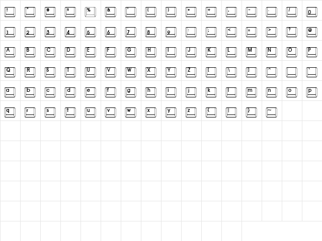 LD Typist Regular  glyph index