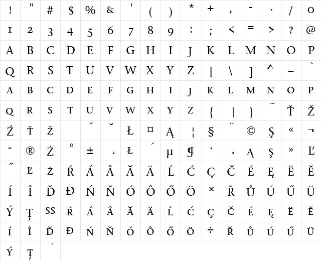 StoneSerSCItcTEEMed Regular  glyph index