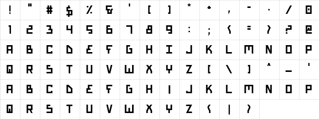 Bionic Type Bold Bold  glyph index