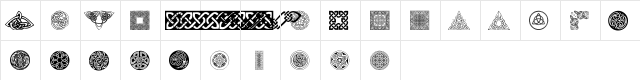 Celtic Elements IV Regular  glyph index