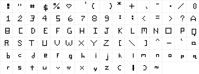 Pixified Regular  glyph index