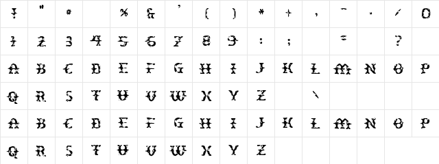 Tram Run Regular  glyph index