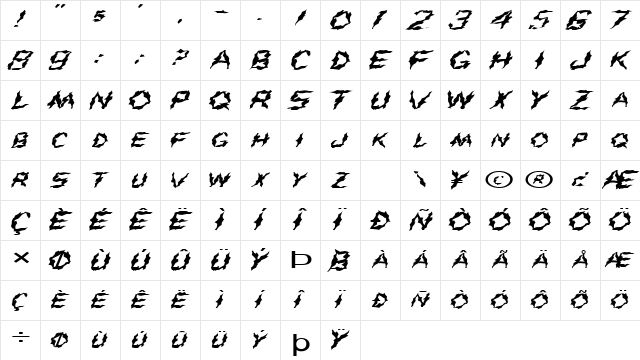 FZ WACKY 43 EX Normal  glyph index