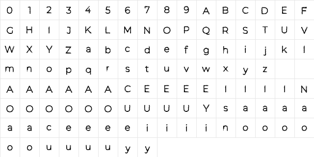 Greepes Bold  glyph index