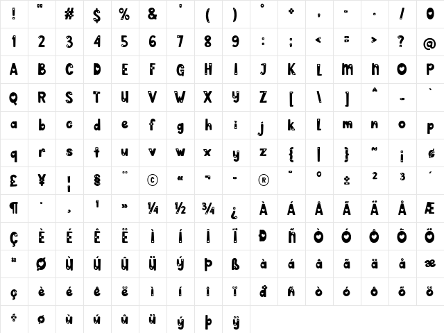 Do It with Love Regular  glyph index