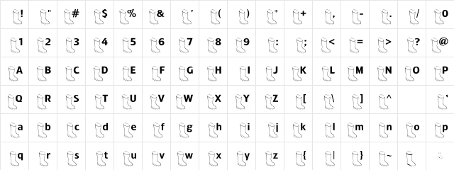 OldBoot Regular  glyph index