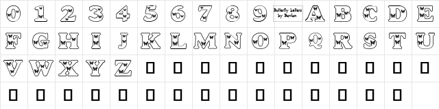 Butterfly Letters Medium  glyph index