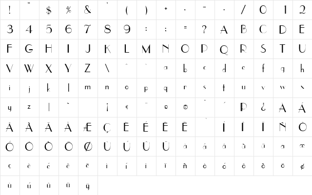 BrownstoneSSK Regular  glyph index