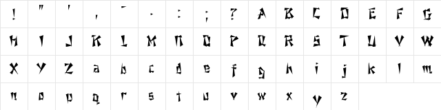 Reganford Regular  glyph index