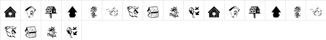 KR Birdhouse Regular  glyph index