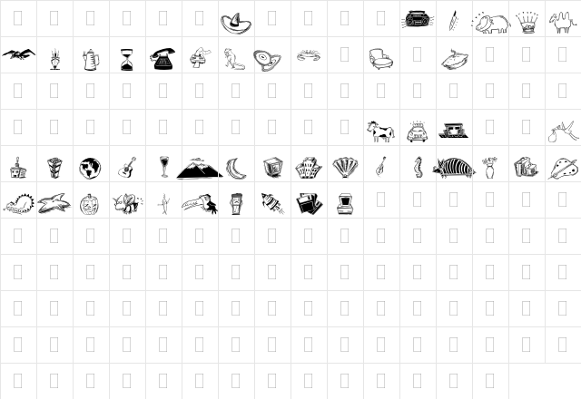 DF Inspirations One Plain  glyph index