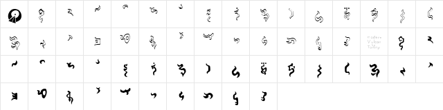 Modern vulcan 1.1 Normal  glyph index