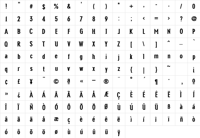 NewGlobal Bold  glyph index