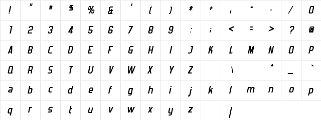 Gateway Adrin Regular  glyph index