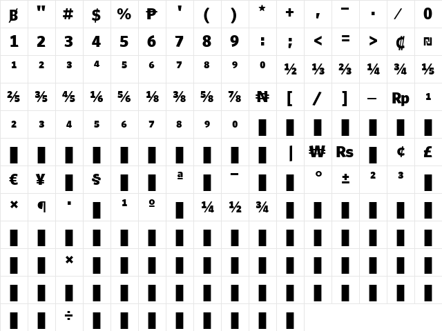 WhitneyNumeric Medium  glyph index