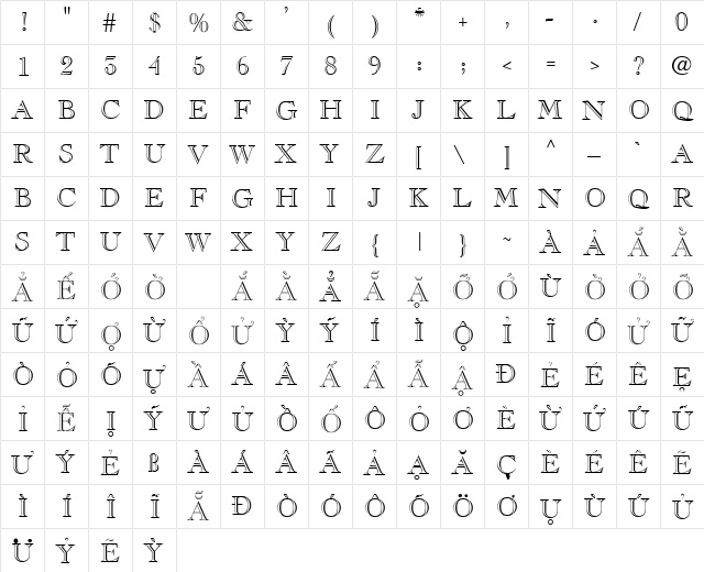 VPS Quang Tri Hoa Regular  glyph index