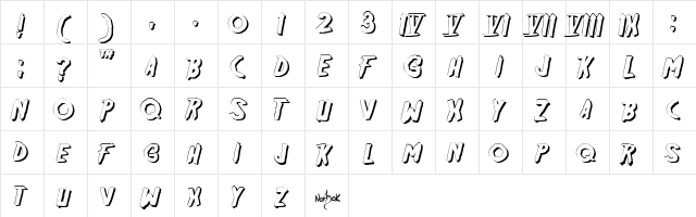 Friday13SH Regular  glyph index