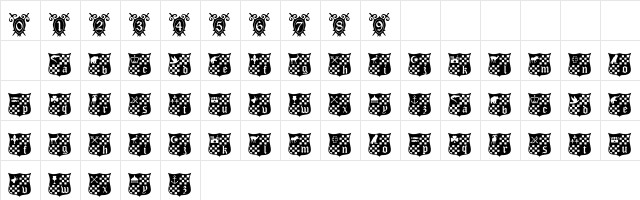 101! The ShieldZ Regular  glyph index