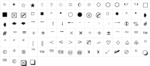 COMMDINGS Regular  glyph index