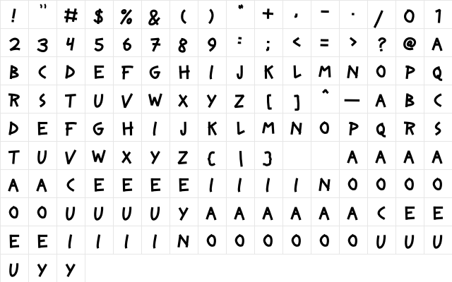 Last Hope Regular  glyph index