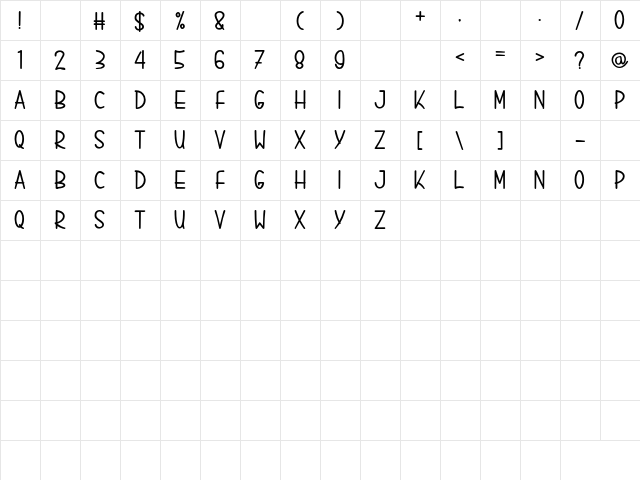 LIQUID BLOSS Regular  glyph index