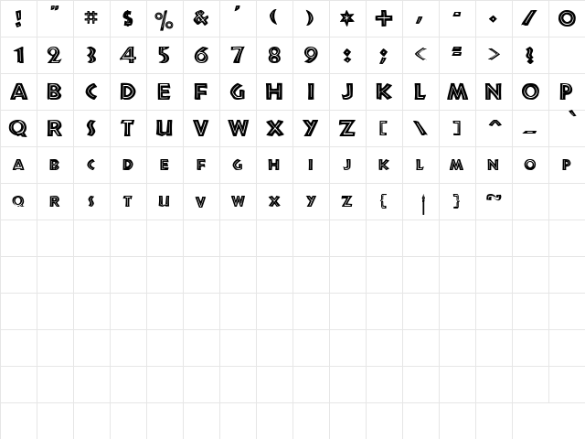 UGANDA Regular  glyph index