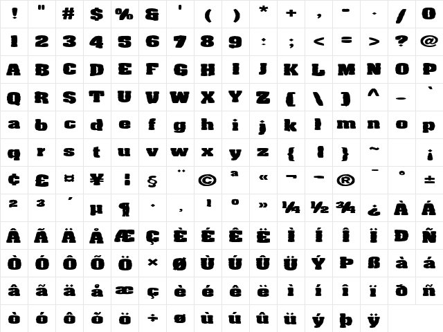 FZ BASIC 52 MANGLED EX Normal  glyph index