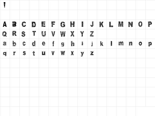 Disorted and Scratchy Regular  glyph index