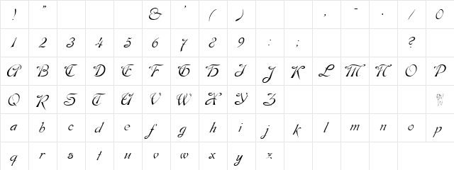 Toby Thom Regular  glyph index