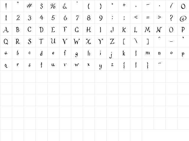 CK Kimono Regular  glyph index