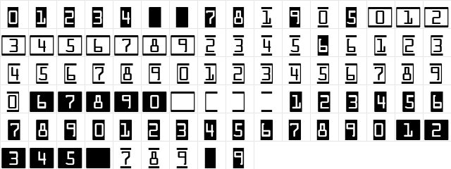 DecoNumbers LH OCRA Regular  glyph index