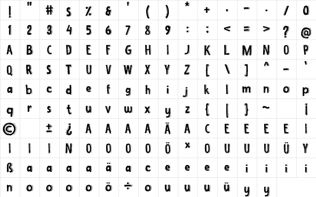 Hello Jones  Free Trial Regular  glyph index