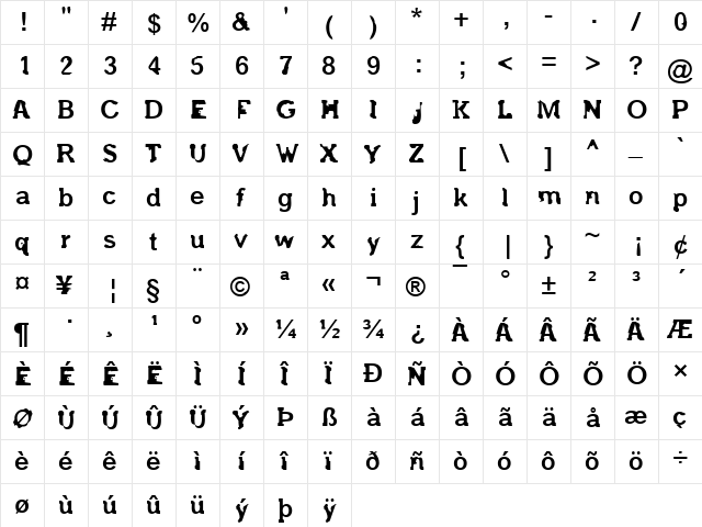 after 45' Regular  glyph index