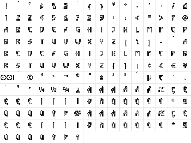 Madison Square NF Regular  glyph index