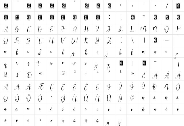 Mayla Regular  glyph index