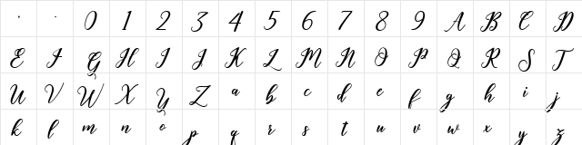 Geralyn Regular  glyph index