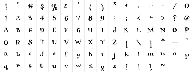 CK Summer Regular  glyph index