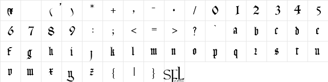 Quadrata Regular  glyph index