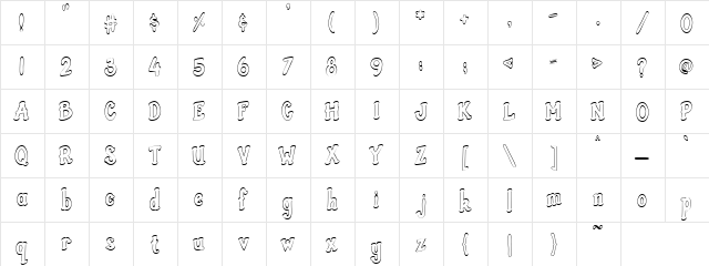 PC Alphabet Soup Regular  glyph index