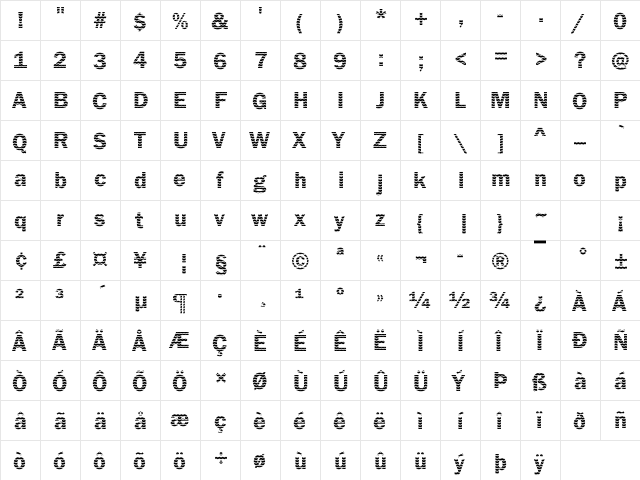 Franklin17 Becker Regular  glyph index