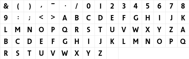 Premier League Regular  glyph index