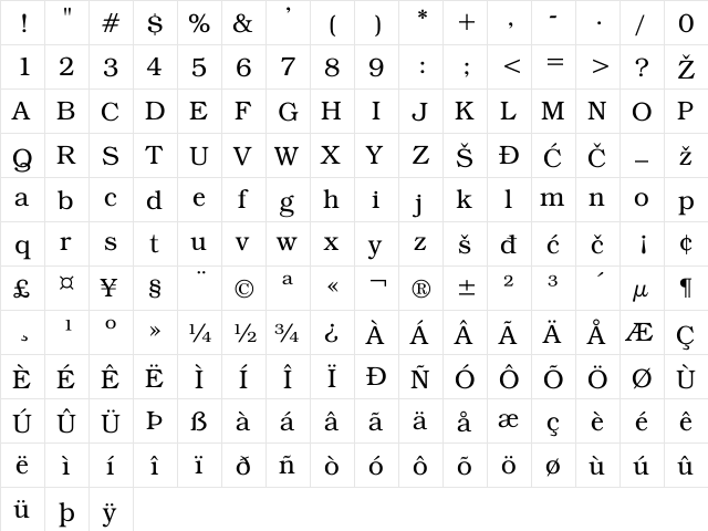 Carnegie-Normal Regular  glyph index