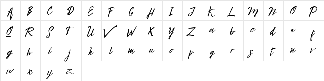 Bright Sunshine Demo Regular  glyph index