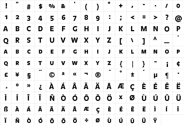 Balance BlackCaps  glyph index