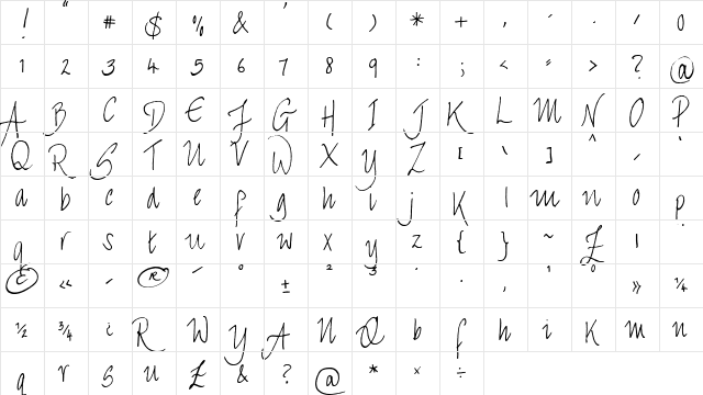 FG Gisela Regular  glyph index