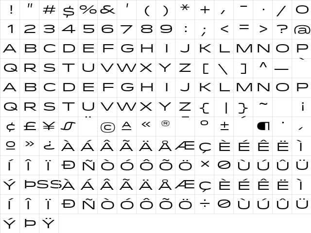 Idlewild Book  glyph index