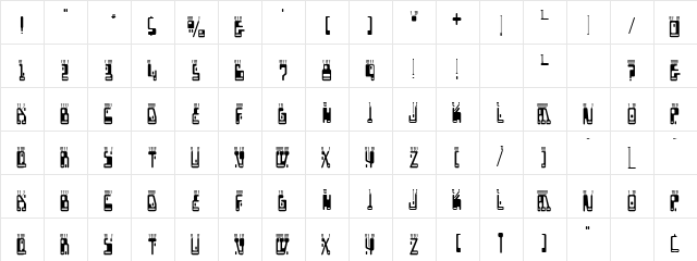 Boron Regular  glyph index