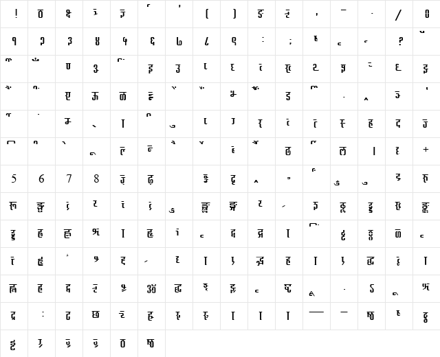 AkrutiDevAkshay Normal  glyph index