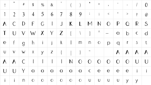 Izumi Hana Regular  glyph index