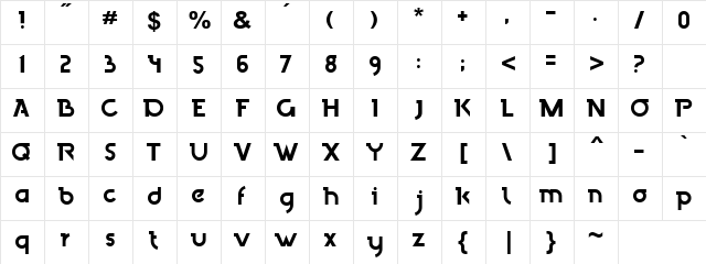casico valine Regular  glyph index